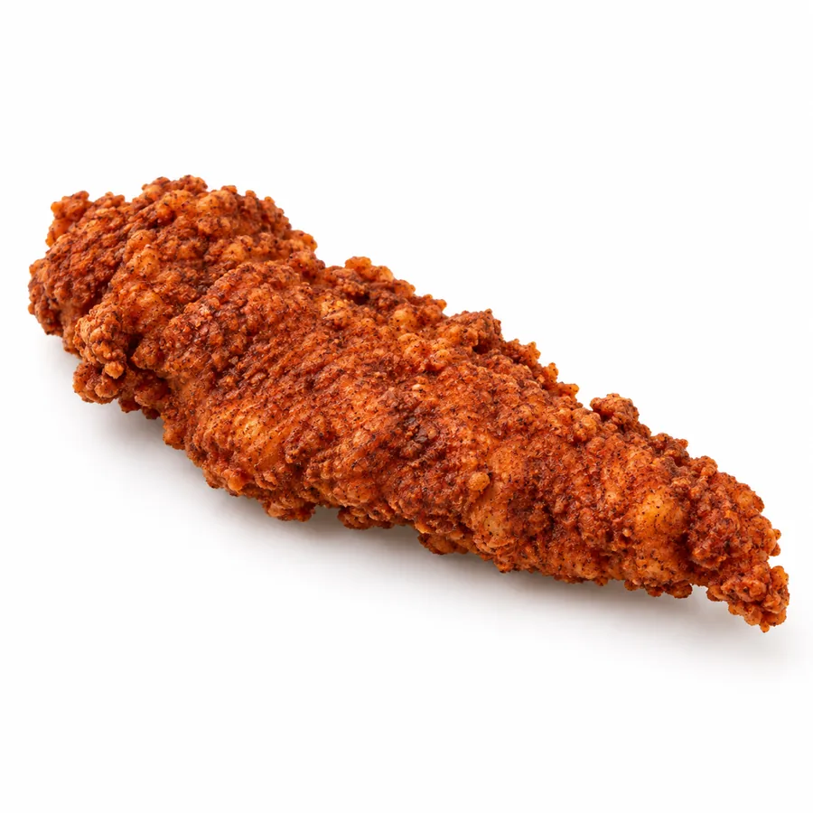 Single hand breaded fried chicken tender