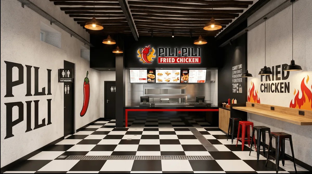 Inside the Pili Pili Fried Chicken restaurant in Stone Town